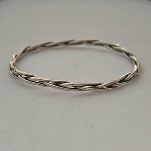 Vintage 925 Sterling Silver Braided Design Unisex Bangle Bracelet